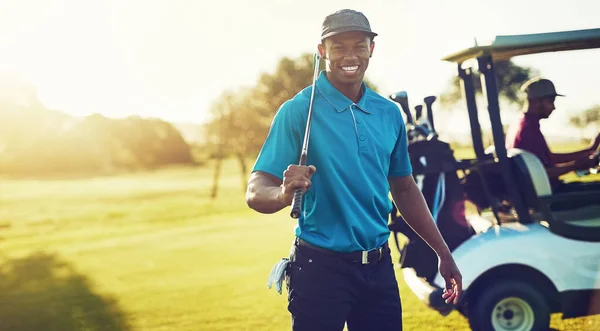 Golf Alleen Dagen Die Eindigen Een Golfer Die Zijn Club — Stockfoto