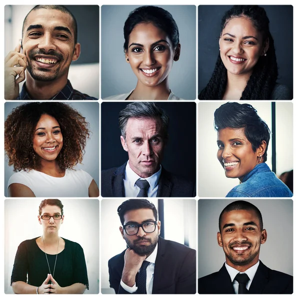 Vår Styrka Ligger Våra Olikheter Sammansatt Porträtt Grupp Olika Företagare — Stockfoto