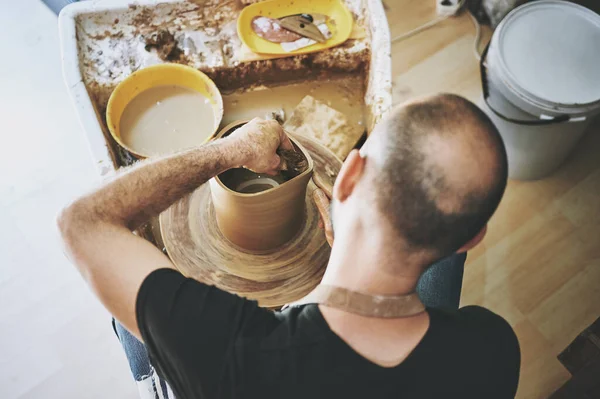 Every Piece Part His Story Unrecognisable Man Working Clay Pottery — Stock Photo, Image