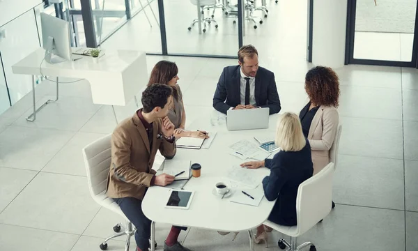 Big Talk Boardroom Team Colleagues Having Meeting Modern Office — Stock Photo, Image