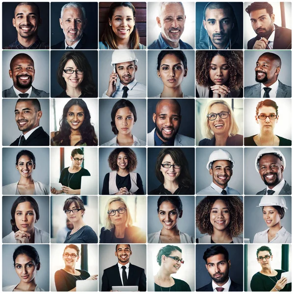 Diversidade Verdadeira Chave Para Sucesso Retrato Composto Grupo Empresários Diversos — Fotografia de Stock
