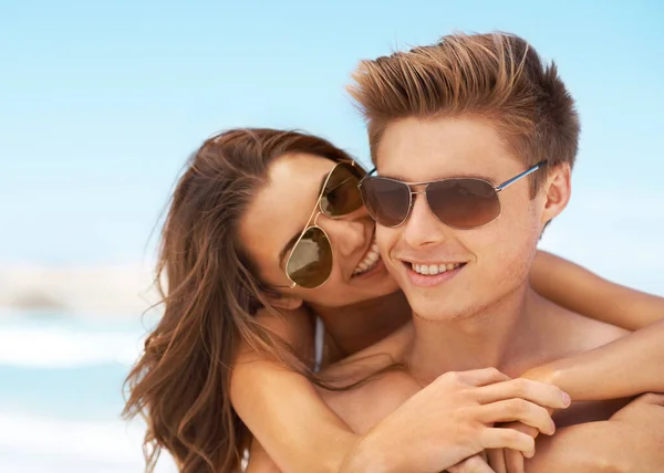 Ready Amazing Summer You Affectionate Young Woman Embracing Her Boyfriend — Stock Photo, Image