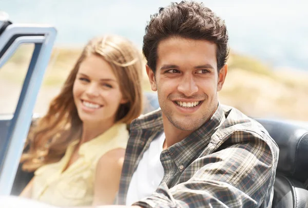 Next Cropped Image Attractive Young Couple Convertible Having Some Leisure — Stock Photo, Image