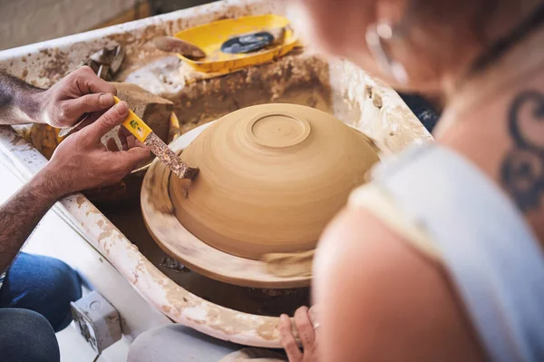 Give Pottery Wheel Clay Any Day Unrecognisable Woman Working Clay — Stock Photo, Image