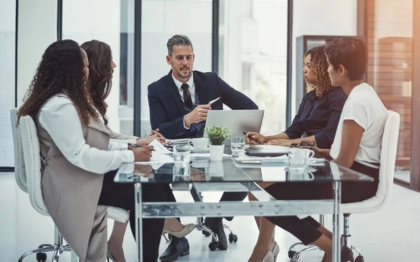 Planning Profit Group Colleagues Having Meeting Modern Office — Stock Photo, Image