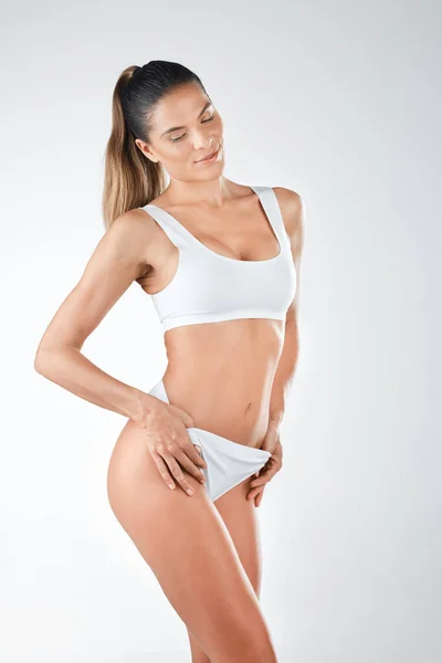 Woman Underwear Body Skin Hair Removal Skincare Wellness Isolated White — Stock Photo, Image