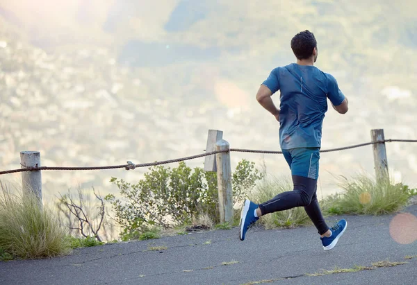 Άνθρωπος Τρέχει Στο Δρόμο Γυμναστήριο Και Καρδιο Εξωτερική Άσκηση Και — Φωτογραφία Αρχείου