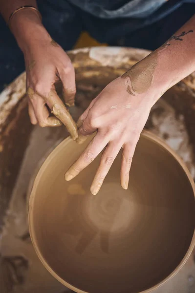 Get Touch Your Creative Side Unrecognisable Woman Working Clay Pottery — Stock Photo, Image