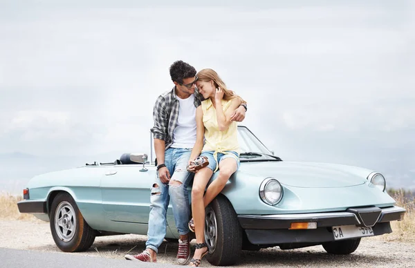 Youre Number One Attractive Young Couple Sitting Hood Convertible While — Stock Photo, Image