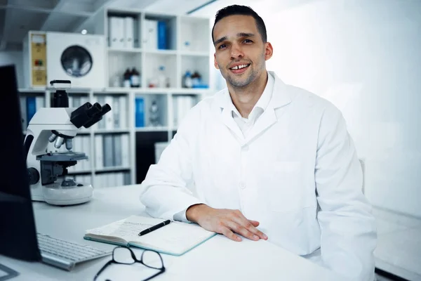 Wetenschap Wetenschapper Portret Van Mens Het Laboratorium Voor Medisch Onderzoek — Stockfoto
