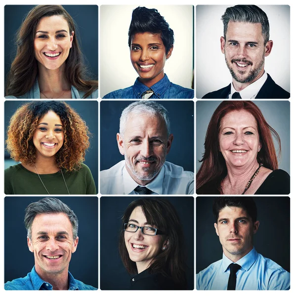 Диверсифицируйте Свою Идею Успеха Композиционный Портрет Группы Разнообразных Предпринимателей — стоковое фото