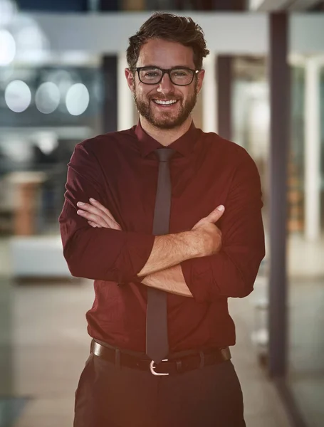 Giving Career All Ive Got Portrait Confident Young Businessman Standing — Stock Photo, Image