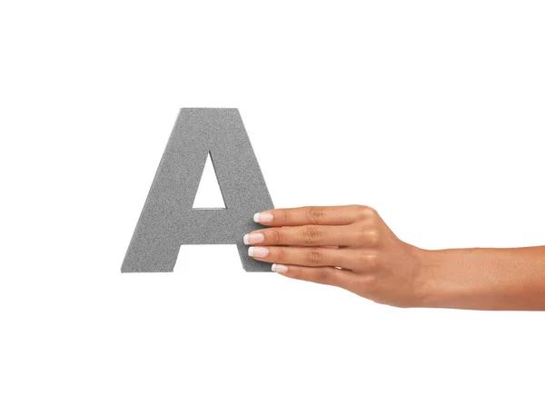 Alphabet Majuscule Une Main Avec Lettre Majuscule Pour Apprentissage Publicité — Photo