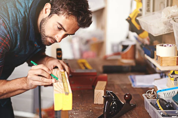 Timmerman Hout Tekening Met Mens Werkplaats Voor Bouw Productie Creatieve — Stockfoto