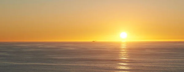 Orange Himmel Solnedgång Och Hav Morgonen Vid Horisonten Med Hav — Stockfoto