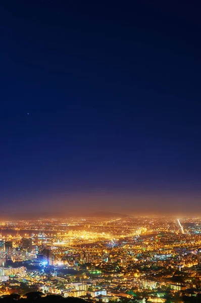 Noc Niebo Miasto Światłami Budynki Kapsztad Widokiem Ruchu Urbanistyki Przyszłość — Zdjęcie stockowe