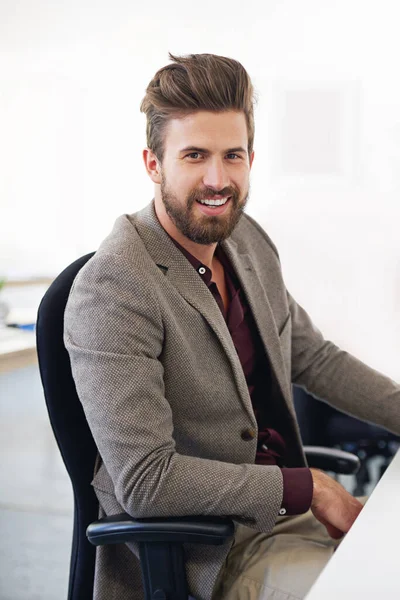 Feliz Retrato Homem Negócios Contador Auditor Escritório Empresa Cara Empreendedor — Fotografia de Stock