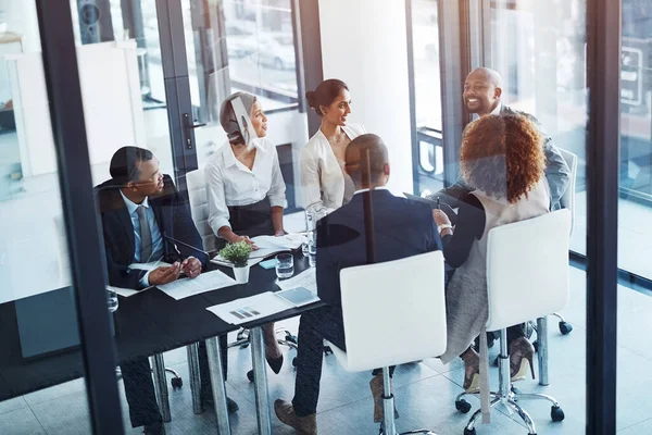 High Level Collaboration Team Professionals Having Meeting Boardroom Work — Stock Photo, Image