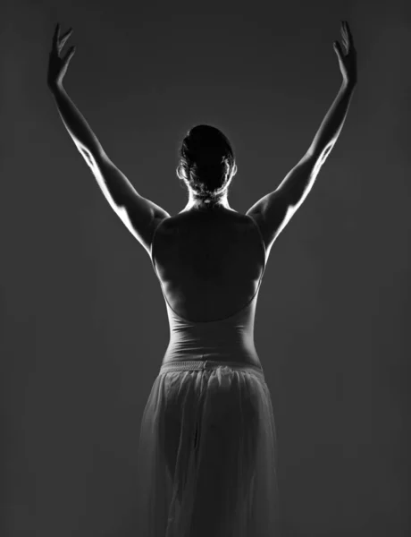 Kreativ Silhouette Und Rücken Einer Ballerina Einem Studio Mit Eleganter — Stockfoto
