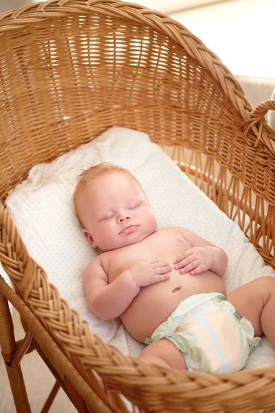 Baby Newborn Boy Sleeping Bed Peaceful Rest Health Nap Growth — Stock Photo, Image