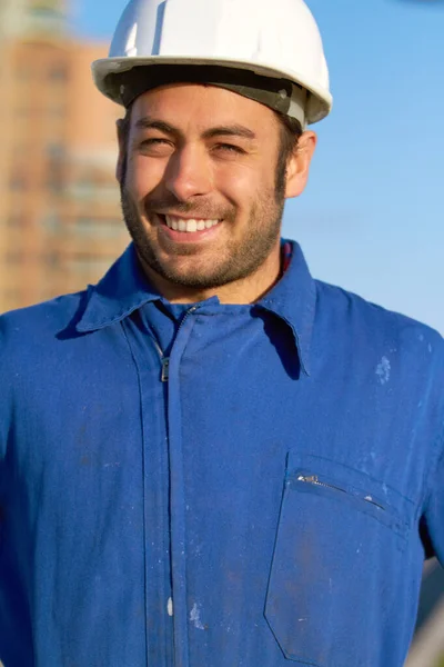 Feliz Hombre Arquitecto Sonrisa Retrato Para Construcción Construcción Arquitectura Industrial —  Fotos de Stock