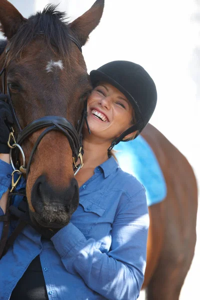 Happy Portrait Woman Horse Sports Farm Training Riding Smile Free Royalty Free Stock Photos