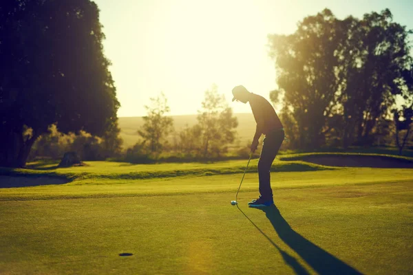 Course Win Young Man Hitting Ball Out Bunker Golf — Stock Photo, Image