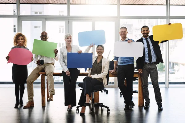 Empresários Bolha Fala Retrato Grupo Para Diversidade Trabalho Equipe Colaboração — Fotografia de Stock