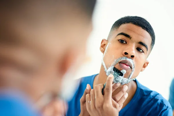 Depilación Depilación Facial Afeitado Con Hombre Baño Para Aseo Rutina — Foto de Stock