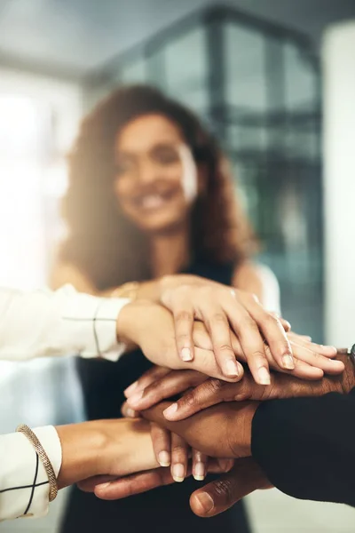 Perform Better Together Closeup Shot Group Businesspeople Joining Hands Together — Stock Photo, Image