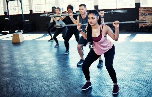 Ist Zeit Ihrer Gesundheit Einen Enormen Schub Geben Eine Fitnessgruppe — Stockfoto