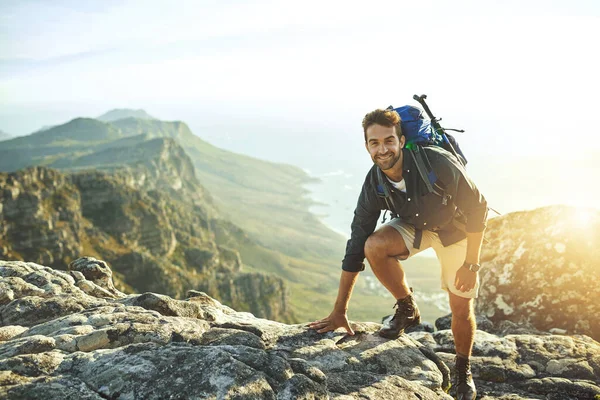 Theres Always Good Reason Hiking Young Man Hiking Mountain — Stock Photo, Image
