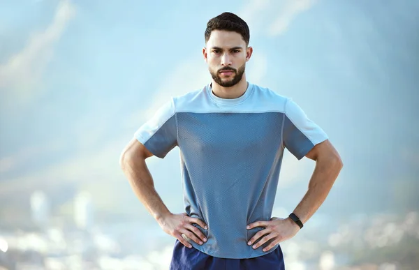 Fitness Ciddi Bir Adam Koşu Için Açık Hava Motivasyon Için — Stok fotoğraf