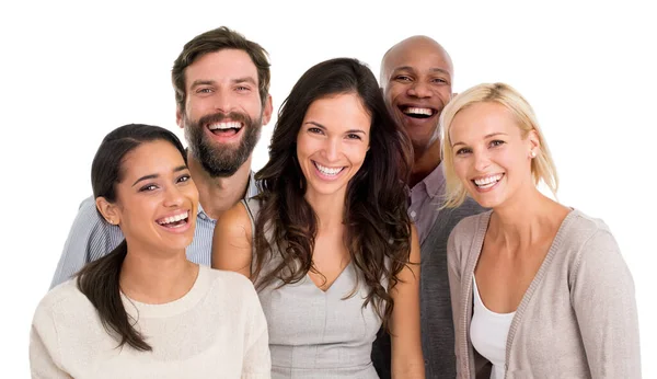 Zakenmensen Geluk Portret Met Diversiteit Team Geïsoleerd Witte Achtergrond Succes — Stockfoto