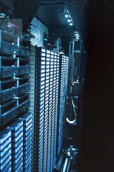 Big data is stored, powered and operated here. electronic equipment in an empty server room