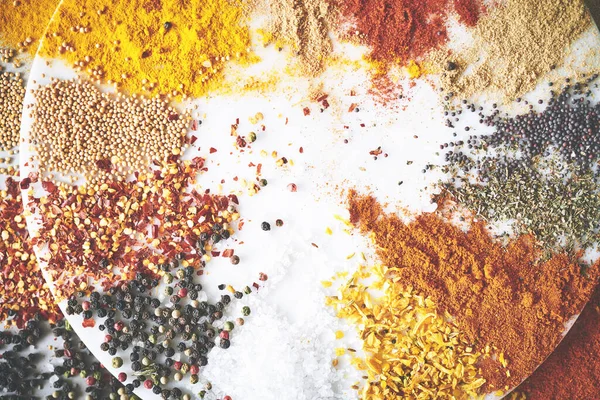 Every Color Comes Different Flavor Assortment Spices — Stock Photo, Image