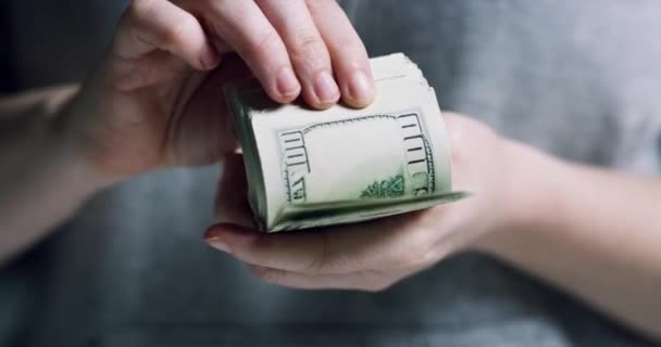 Handen Geld Het Tellen Van Dollars Rijk Rijkdom Het Winnen — Stockvideo
