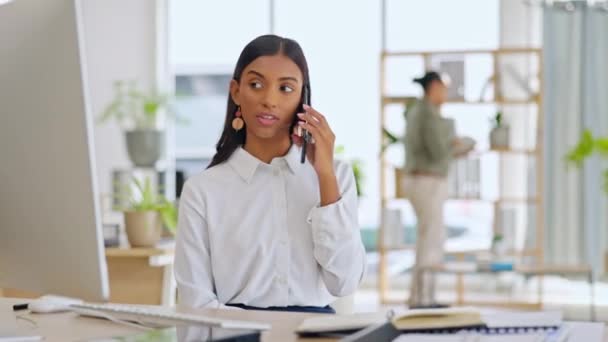 Mujer Negocios Llamada Telefónica Consultoría Informática Para Atención Cliente Soporte — Vídeos de Stock