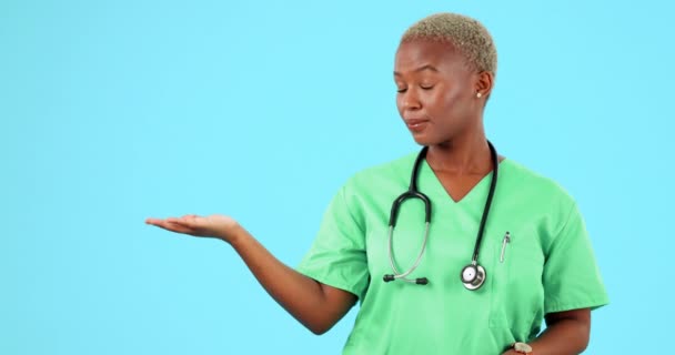 Gezicht Zwarte Vrouw Dokter Schudden Hoofd Voor Geen Serieus Slecht — Stockvideo