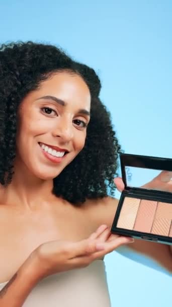 Palette Maquillage Beauté Portrait Femme Studio Cosmétique Dermatologie Soins Peau — Video