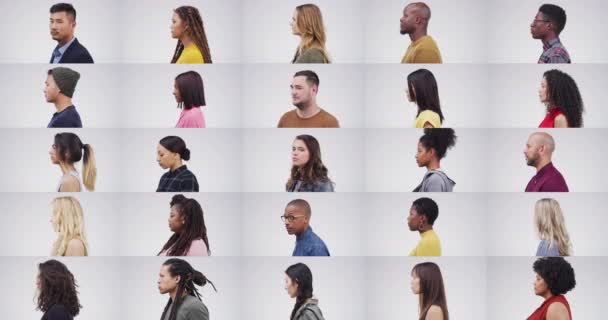 Collage Personnes État Choc Surprise Wow Visage Émotion Expression Wtf — Video