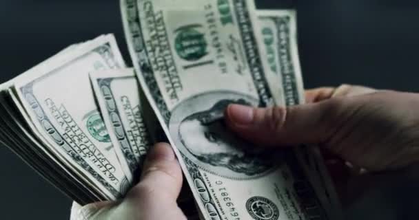Hände Geld Und Dollars Zählen Reiche Und Reichtum Nach Dem — Stockvideo