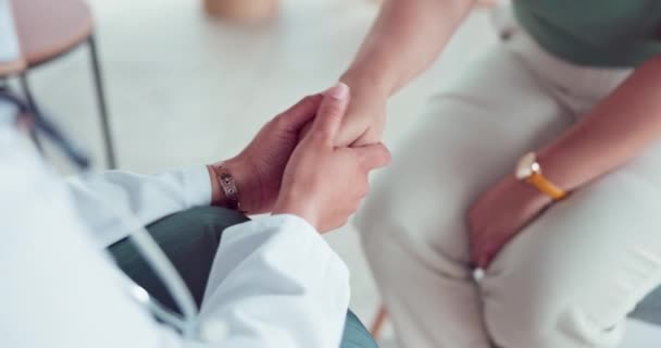 Doctor Hands Comfort Patient Hospital Cancer Diagnosis Death Grief Healthcare — Stock Video