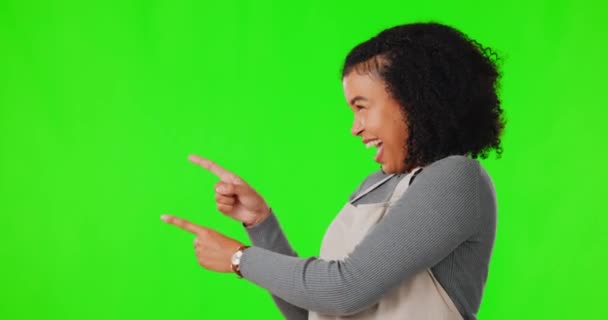 Yüz Girişimci Yeşil Ekranlı Kadın Stüdyo Arka Planında Başarı Veya — Stok video