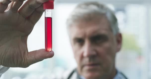 Ciência Dna Amostra Sangue Com Médico Tubo Teste Para Pesquisa — Vídeo de Stock