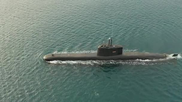Submarino Transporte Vela Oceano Mar Viajar Para Exército Militar Navio — Vídeo de Stock