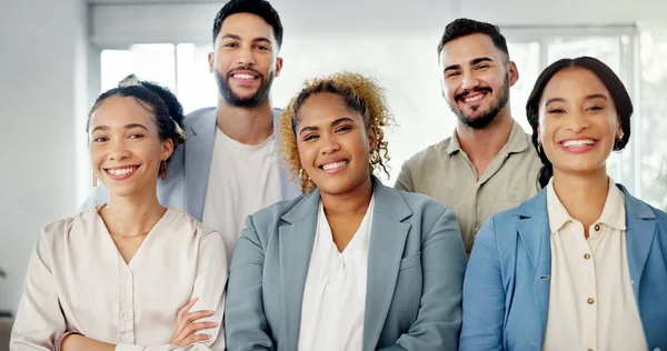 Business People Teamwork Arms Crossed Office Diversity Portrait Face Company — Stok fotoğraf