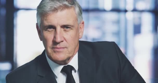 Homme Affaires Mature Portrait Conseiller Financier Confiant Dirigeant Exécutif Gestionnaire — Video