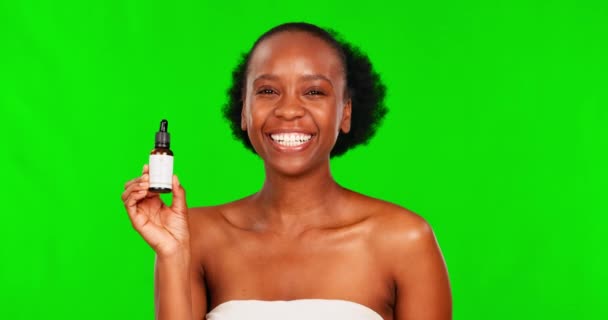 Ecran Verde Frumusețe Femeie Neagră Punct Ulei Esențial Pentru Tratamentul — Videoclip de stoc