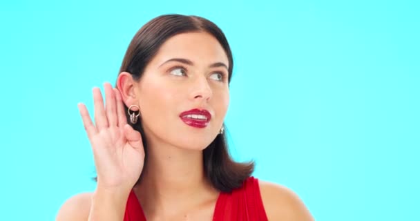 Secreto Chismes Mujeres Estudio Con Belleza Esperando Noticias Escuchar Susurrar — Vídeo de stock
